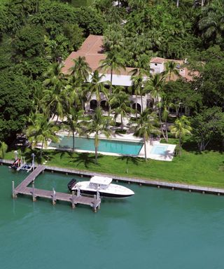 Arial View of Phil Collins' Mansion and Port in Miami