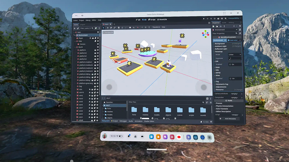 A screenshot showing the game engine Godot on Meta Quest