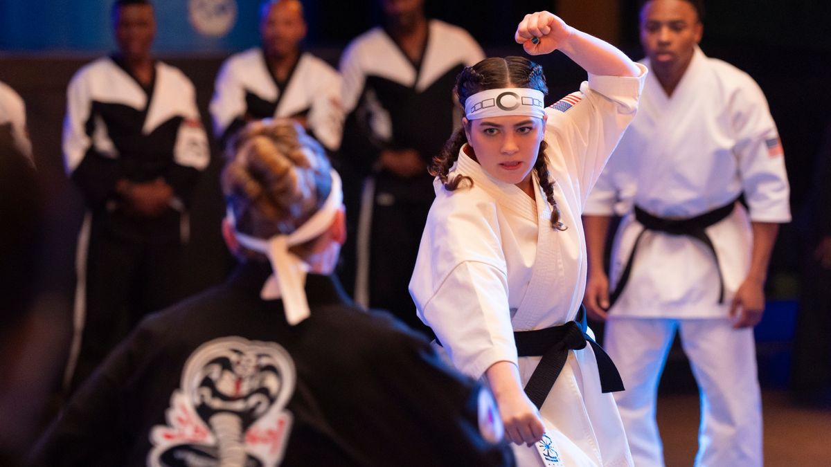 Samantha LaRusso battles a competitor in Cobra Kai season 6 part 2