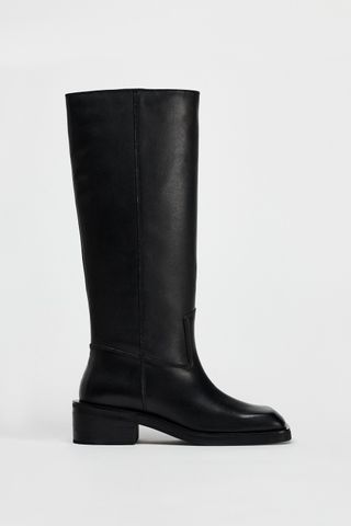 Square Toe Leather Boots