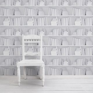 Curious Egg book wallpaper in white