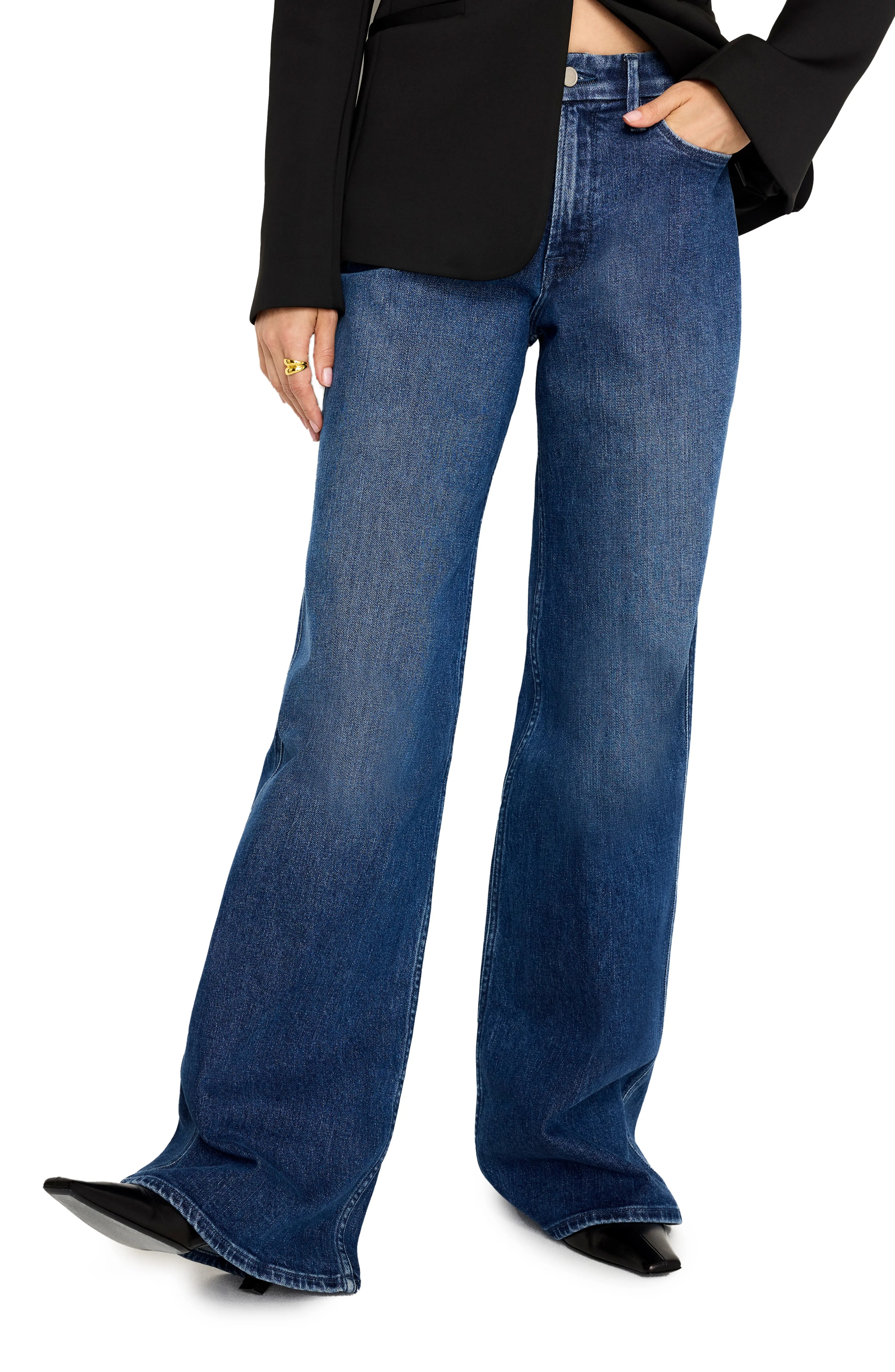 Good American, Good Skate High Waist Wide Leg Jeans
