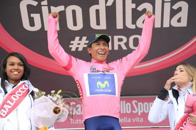 Nairo Quintana (Movistar) in the maglia rosa