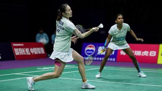 Badminton players Pearly Tan (Left) and Thinaah Muralitharan during their day four match of the Sudirman Cup on May 17, 2023