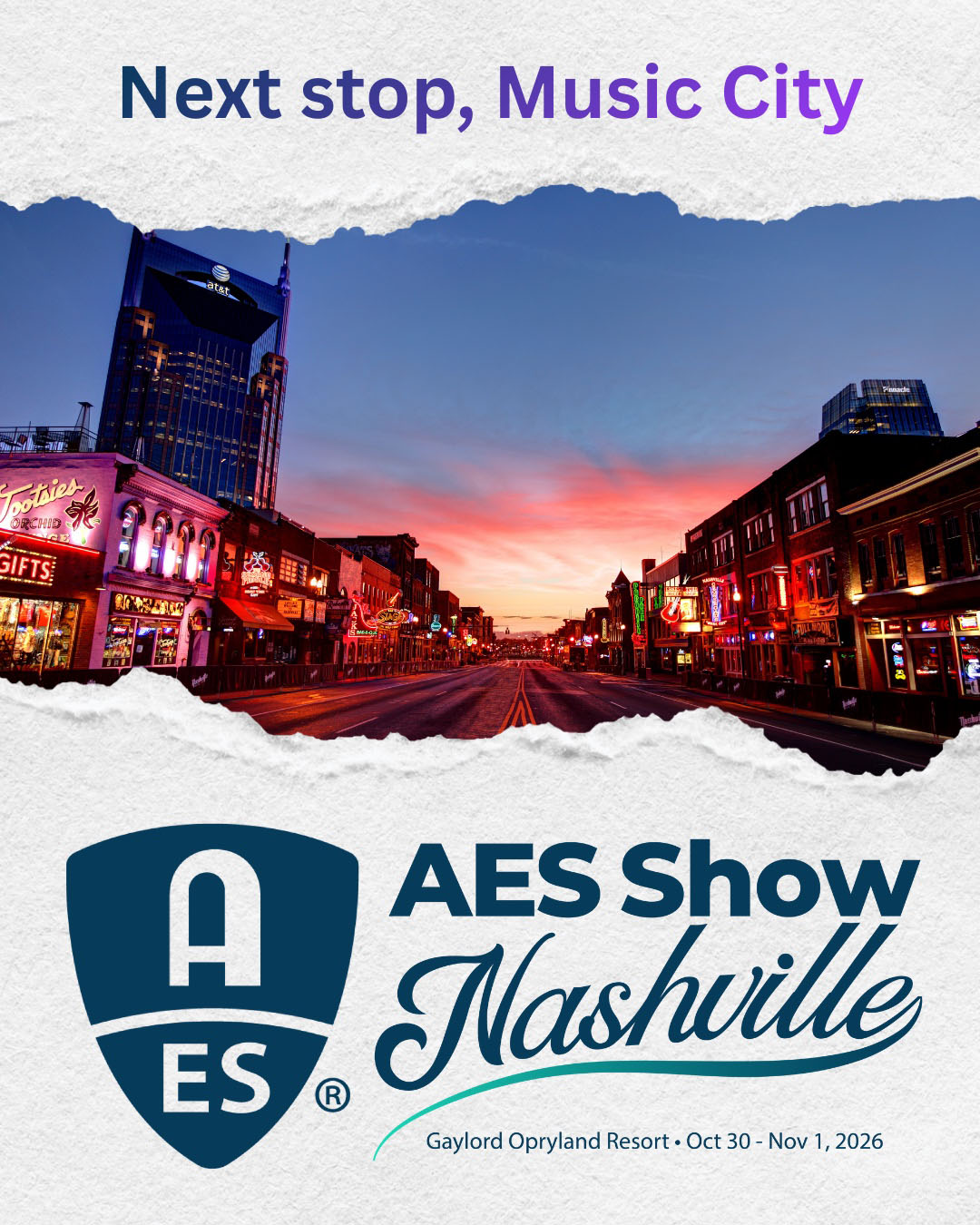 AES Show Nashville logo and street scene