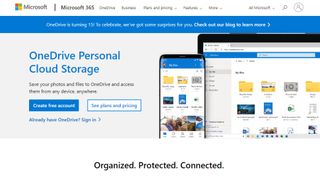 Microsoft OneDrive website screenshot