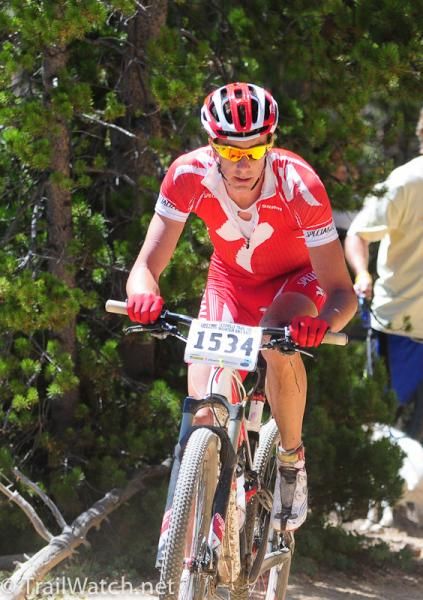 Todd Wells (Specialized) climbing Powerline Hill in third place.