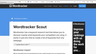 Website screenshot for Wordtracker Scout