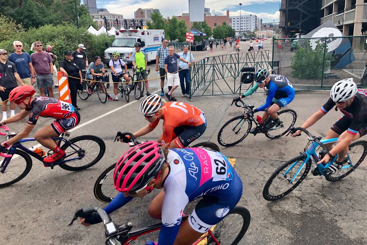 The field goes through turn two during stage 3 of the Colorado Classic