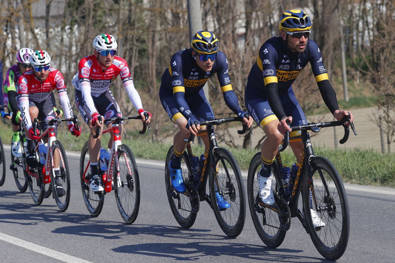 Charles Planet of Novo Nordisk lead the break at Milan-San Remo