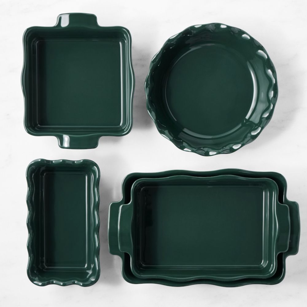 Dark green ruffle baking dishes