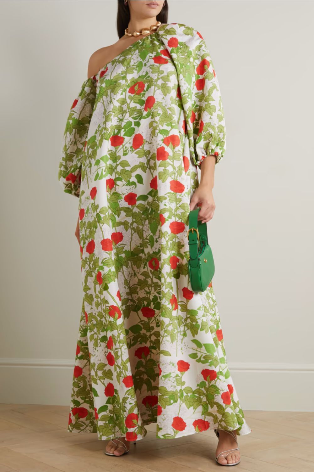 Best Floral Dresses: Bernadette Nathalie one-shoulder floral-print taffeta gown