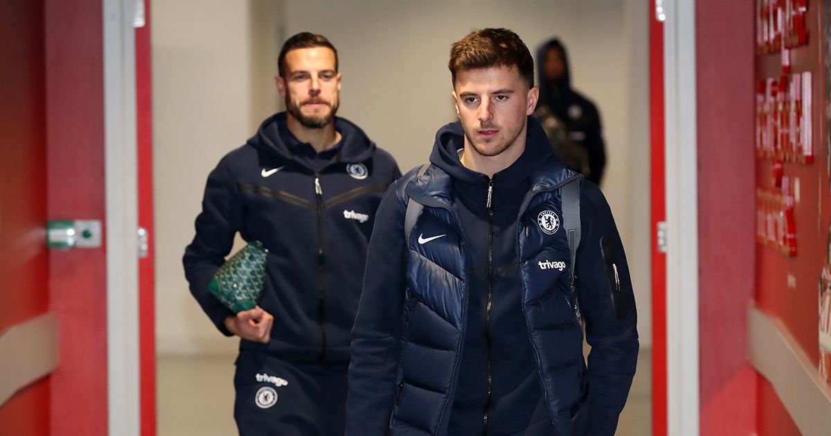 Liverpool target Mason Mount arrives at the stadium prior to the Premier League match between Liverpool FC and Chelsea FC at Anfield on January 21, 2023 in Liverpool, England.