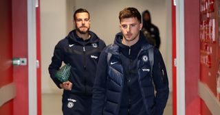 Liverpool target Mason Mount arrives at the stadium prior to the Premier League match between Liverpool FC and Chelsea FC at Anfield on January 21, 2023 in Liverpool, England.