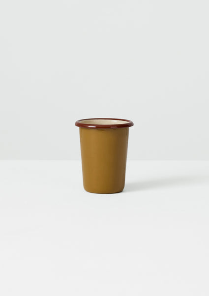 Contrast Rim Enamel Cup | Ochre/chestnut