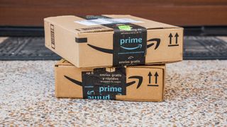 Amazon Prime deliveries sitting outside a door