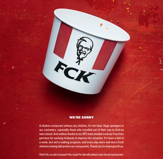 It's rarely appropriate to use humour in an apology, but here KFC nails it [click the icon in the top right to enlarge]