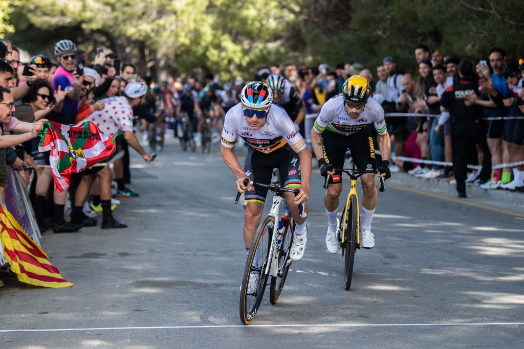 Remco Evenepoel and Primoz Roglic during the last stage of the 2023 Volta a Catalunya