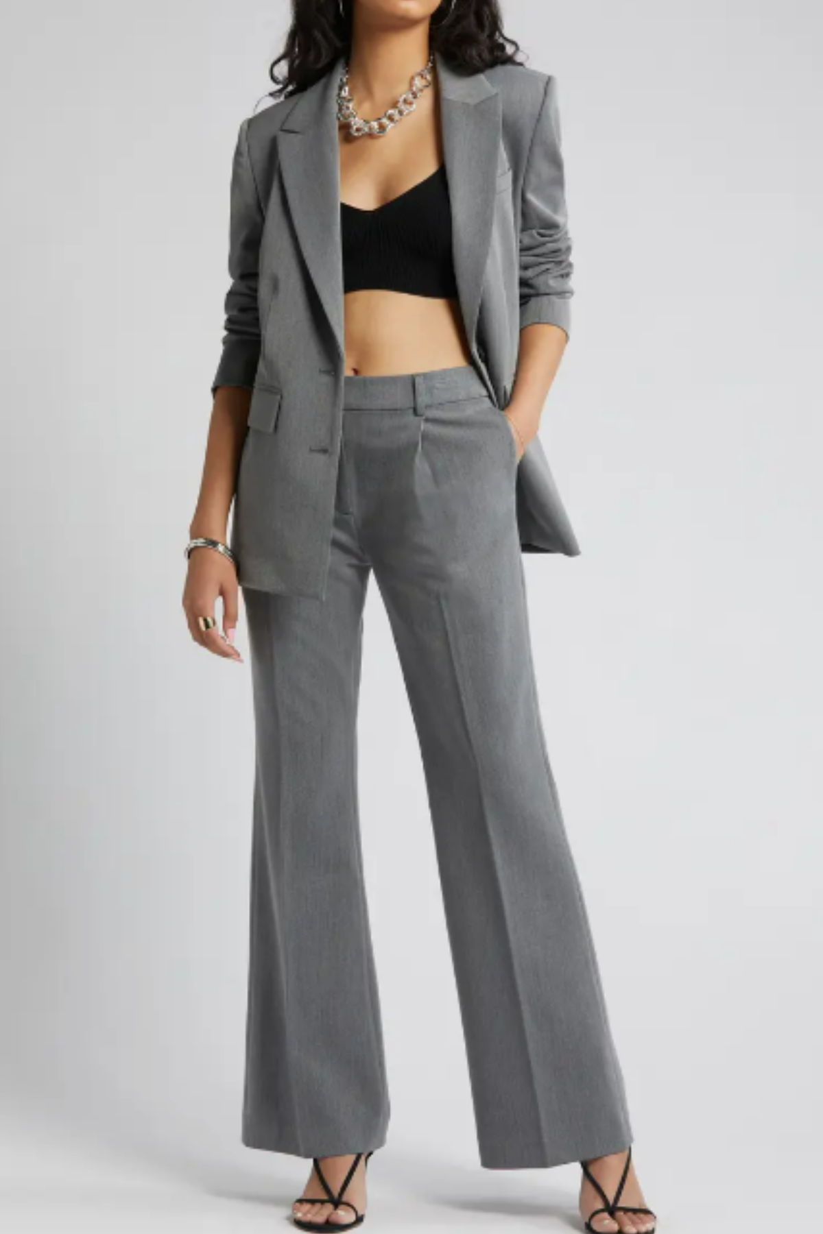 Open Edit Pleated Mid Rise Stretch Twill Trousers