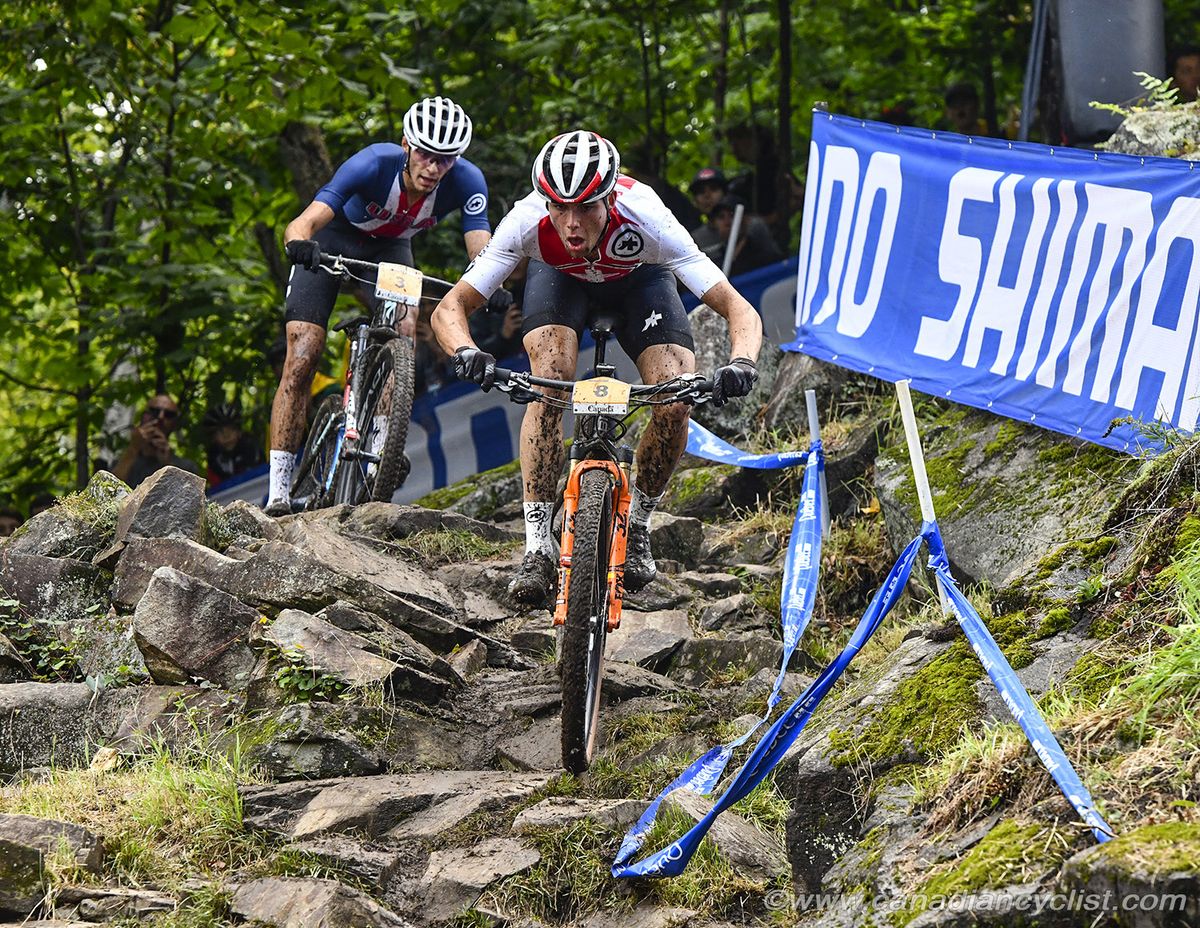 Filippo Colombo (Switzerland) leading Christopher Blevins (USA)