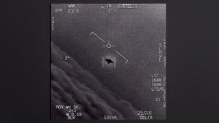 An unidentified flying object captured on video by a U.S. Navy jet.