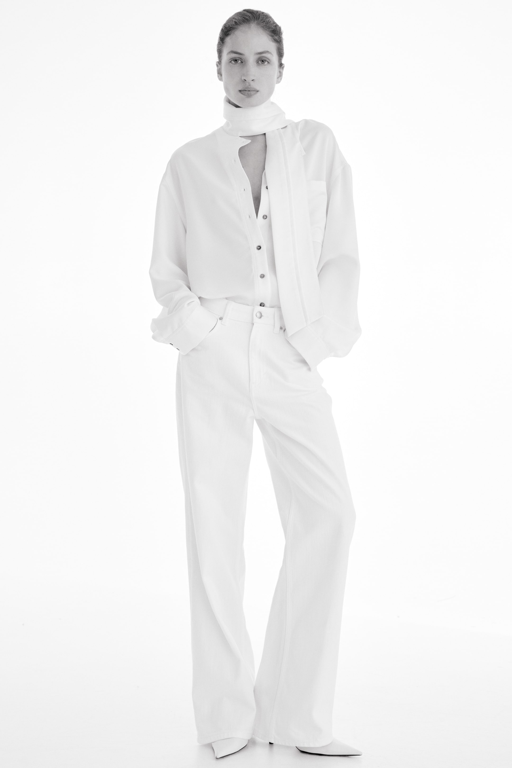 Wide High Jeans - White