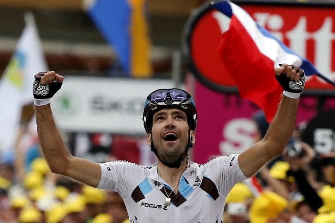Christophe Riblon (Ag2r La Mondiale) wins the Tour de France stage to l'Alpe d'Huez
