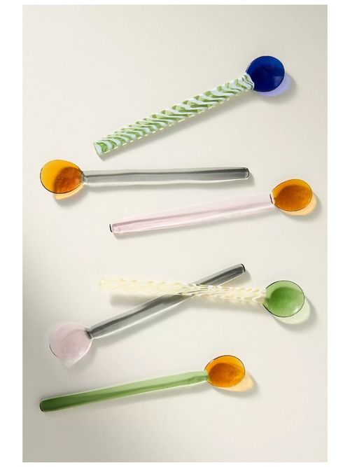 Glass Straight Spoons, Set of 6