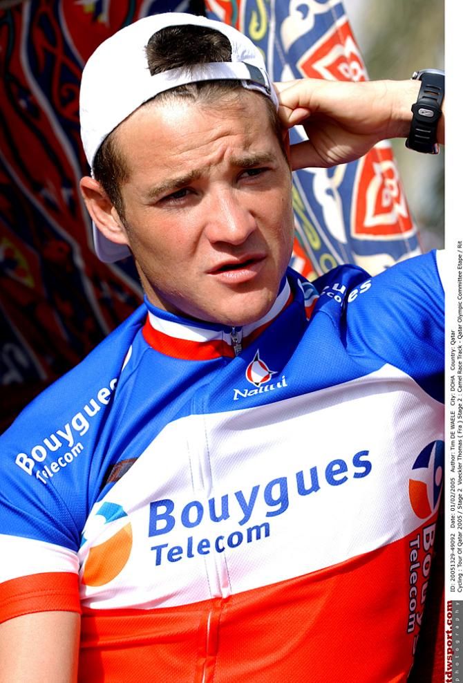 A young Thomas Voeckler before stage 2 of the 2005 Tour of Qatar