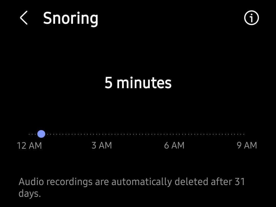 Sample snore detection on the Galaxy Watch 5
