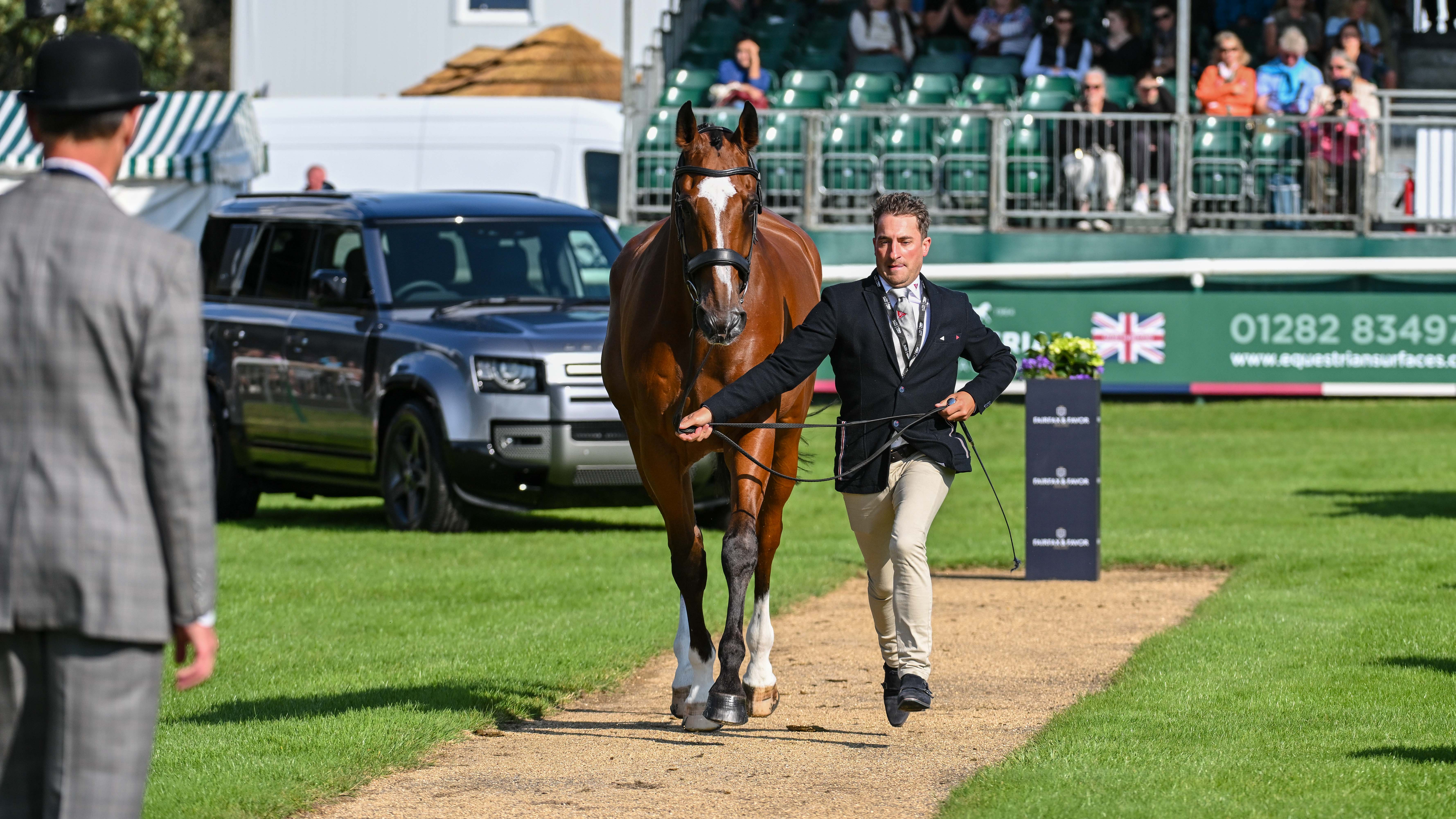 Burghley Horse Trials trot-up: Christopher Whittle and Skip Mill