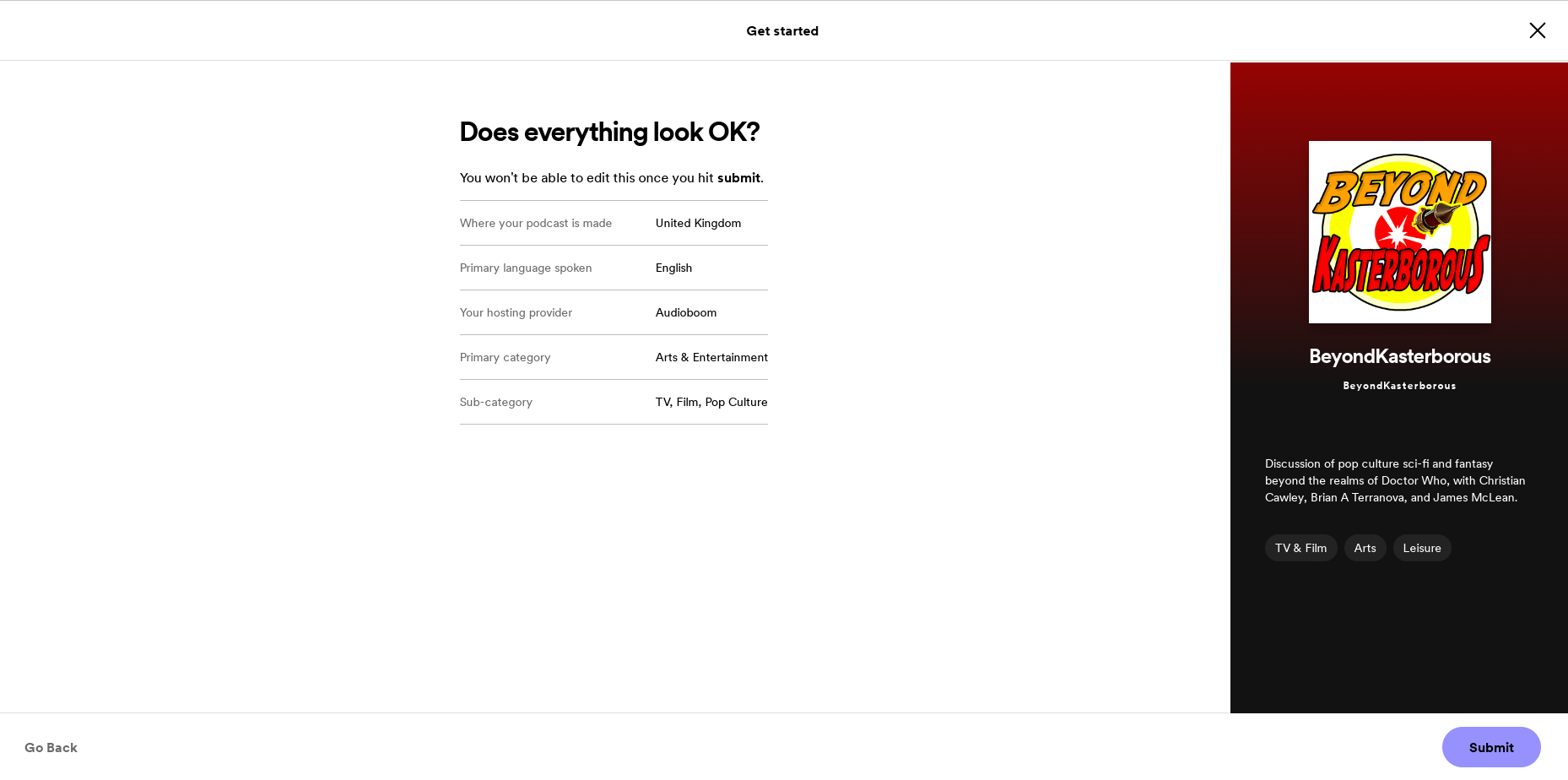 Spotify- submit podcast