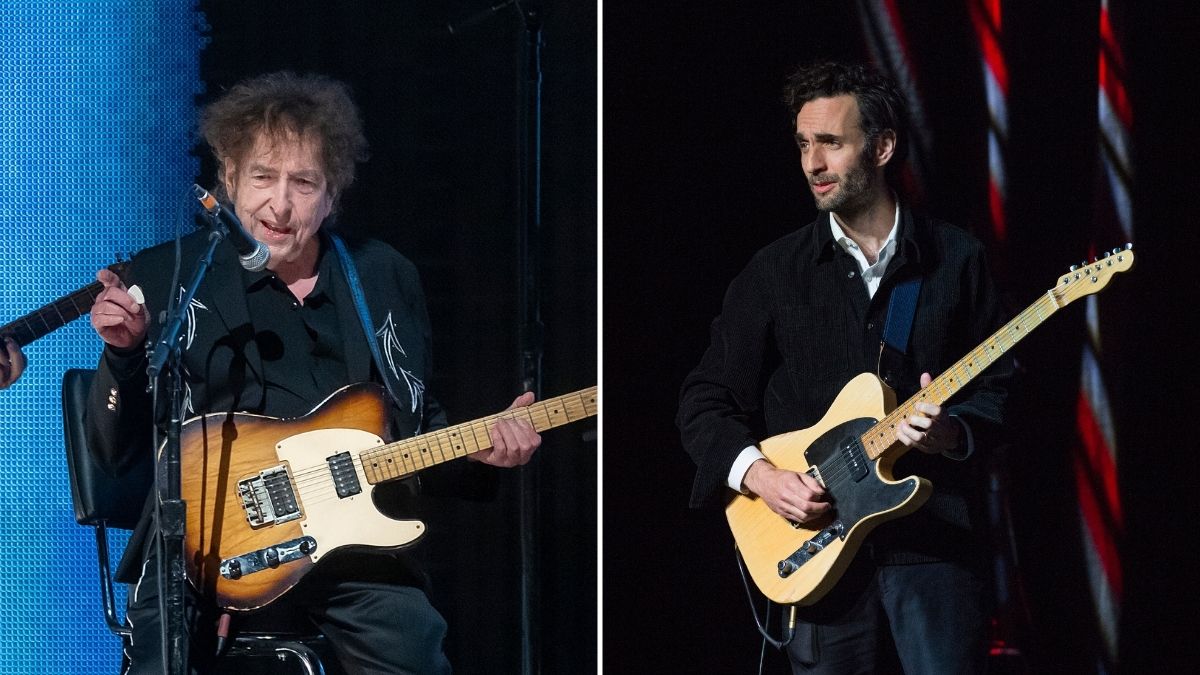 Left&ndash;Bob Dylan performs as a surprise guest during Farm Aid at Ruoff Home Mortgage Music Center on September 23, 2023; Right&ndash;Julian Lage performs at Cheltenham Jazz Festival 2023 