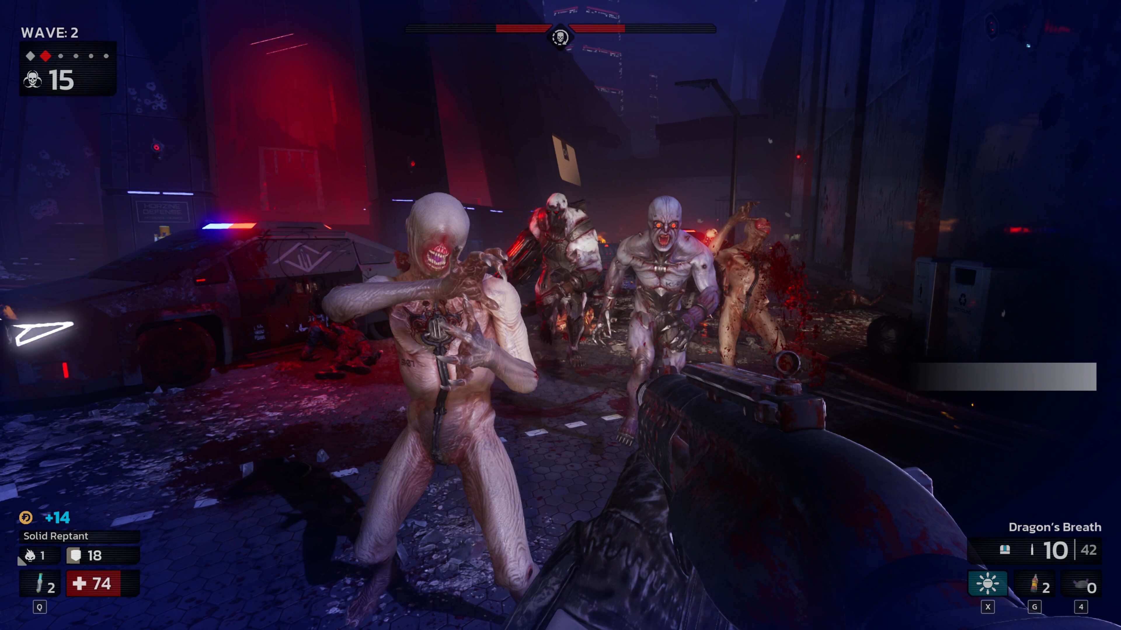 Zeds charge as the player aims a shotgun in Killing Floor 3