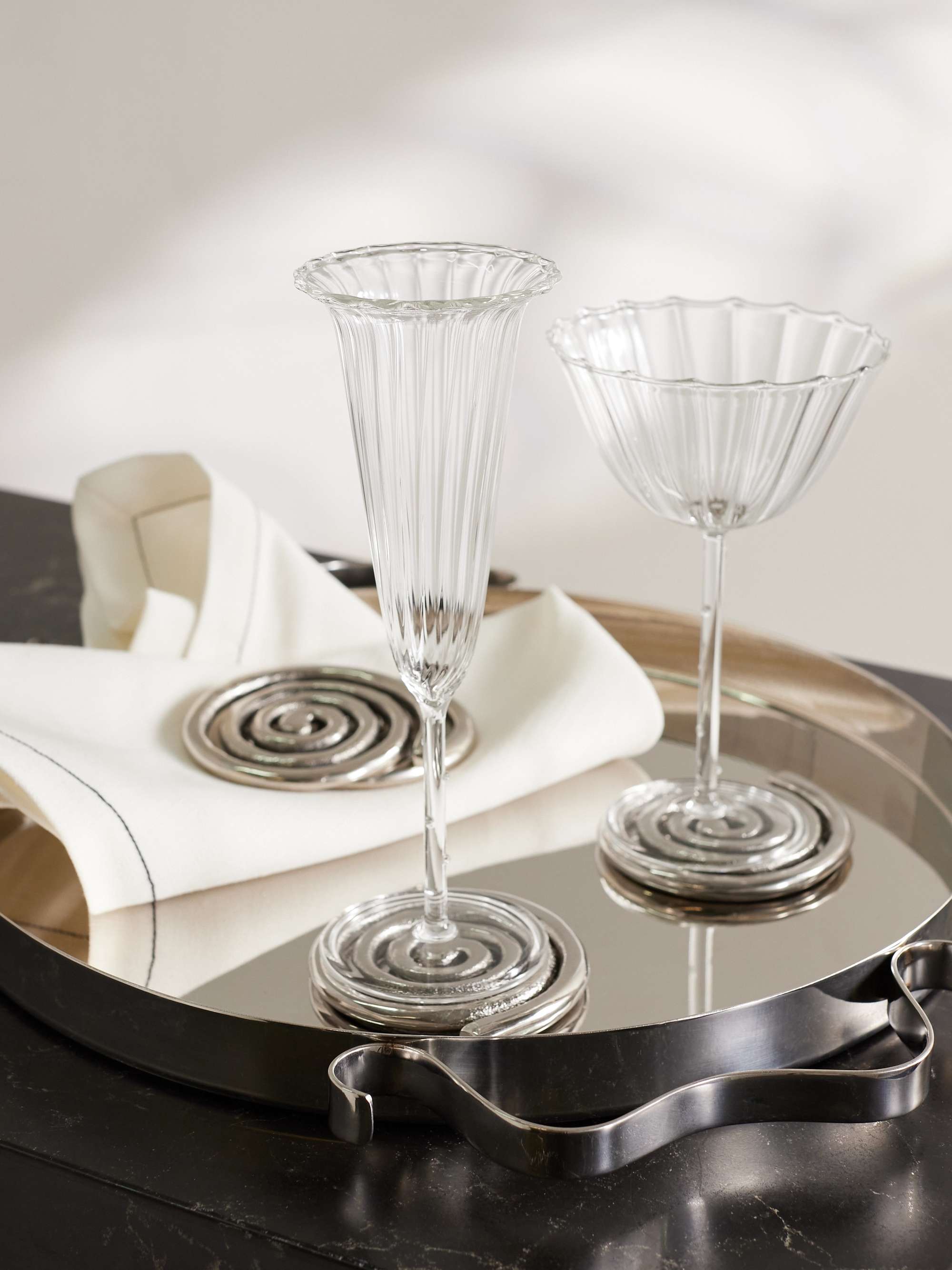 Angel Set of Four Glass Champagne Flutes