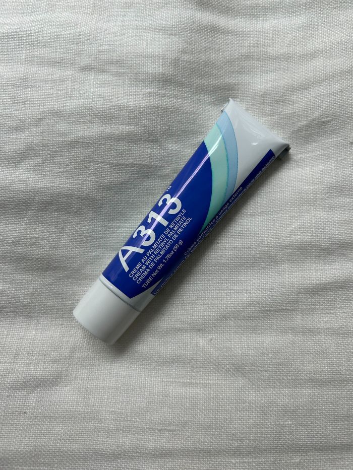 The A313 retinol on a white linen background