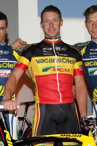 Belgian champion Stijn Devolder shows off his new duds