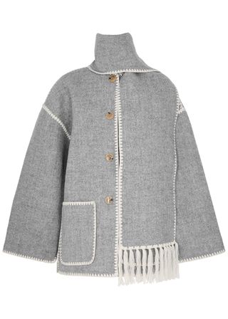 Scarf-Effect Wool-Blend Jacket