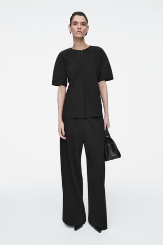 Plissé Wide-Leg Trousers