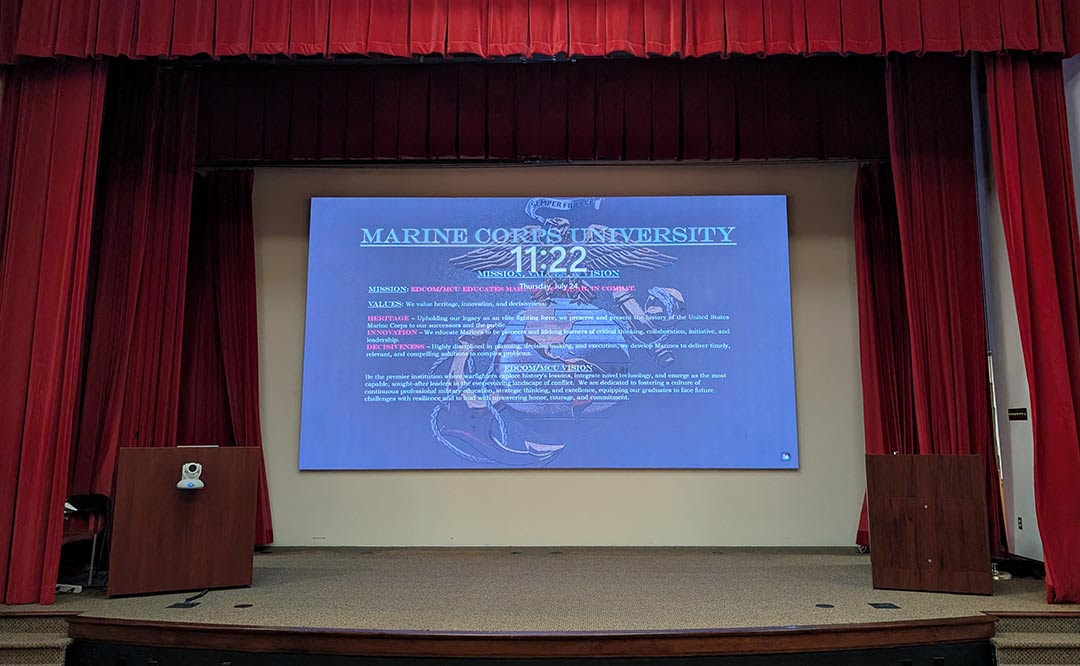 An LED video wall experience at Marine Corps University Quantico&amp;rsquo;s Breckinridge Hall.