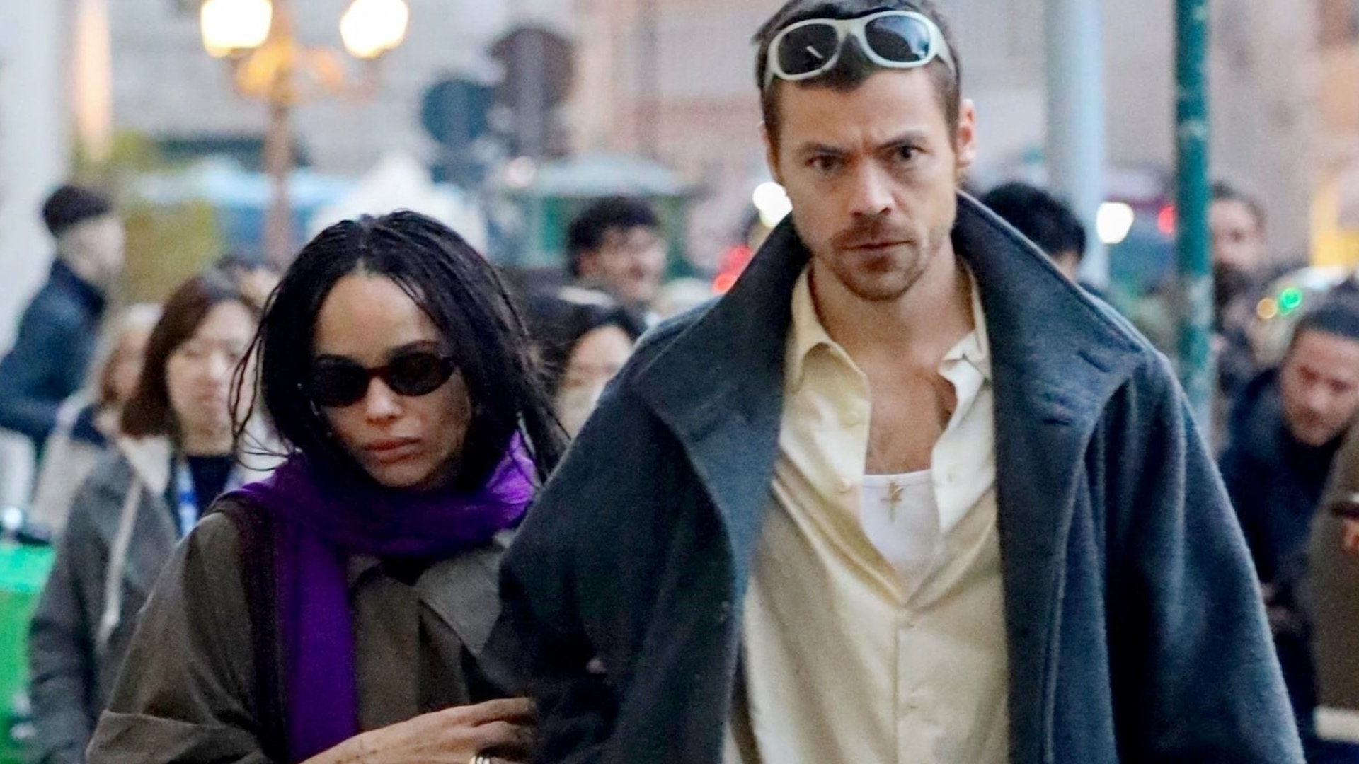 Zo&euml; Kravitz and Harry Styles spent the week before Christmas in Rome wearing coordinating couple's winter coat