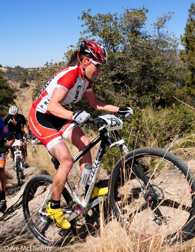 Krista Park (Cannondale-NoTubes) was geared well for the climb but spun out on the flats