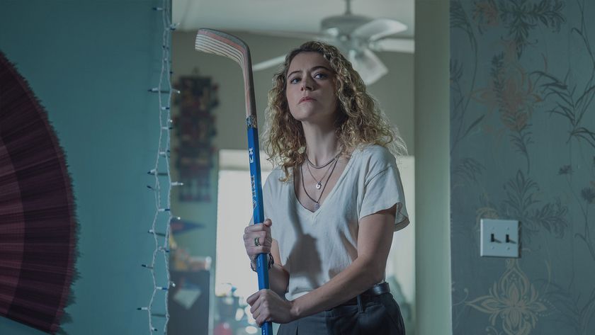 Tatiana Maslany holds a hockey stick in Apple TV's Maximum Pleasure Guaranteed