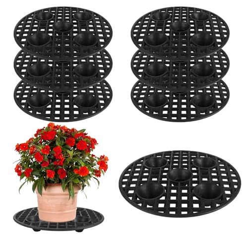 Qtlcohd 6 Pcs 12 Inch Pot Elevators for Plants Black | Plant Level Pot Elevator Plastic Plant Stand for Indoor and Outdoor, Plant Riser for Patio &amp;amp; Deck Floor Protector