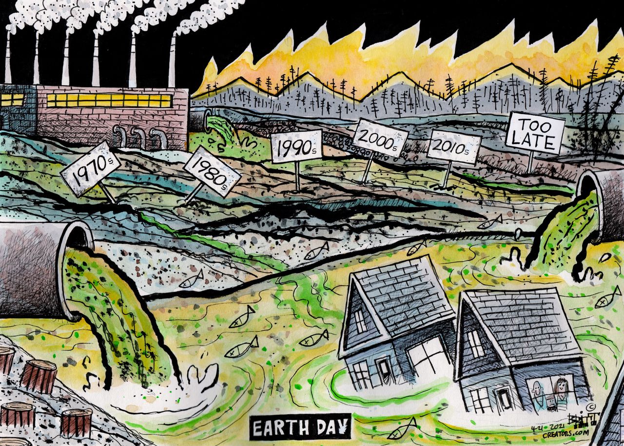 Editorial Cartoon U.S. earth day decades