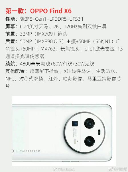 Specs and design of the OPPO Find X6