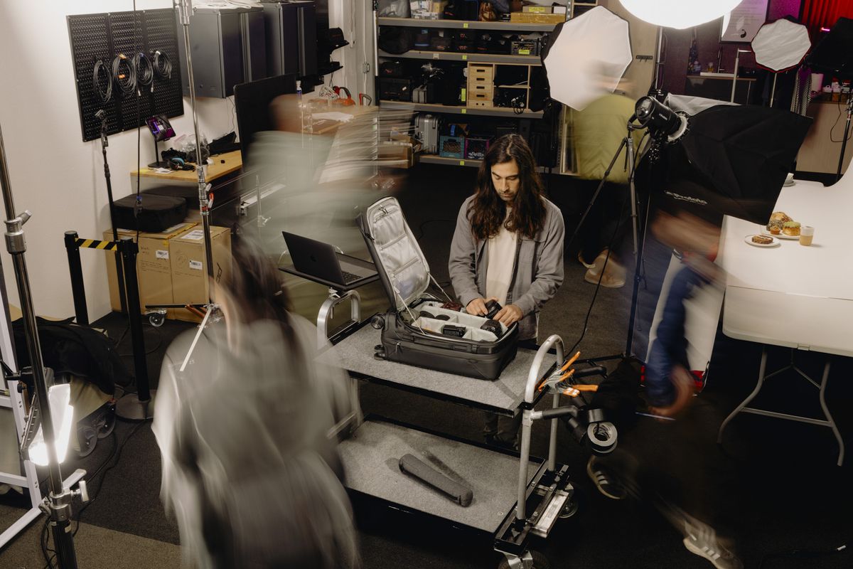 Peak Design Roller Pro roller case in a photography studio