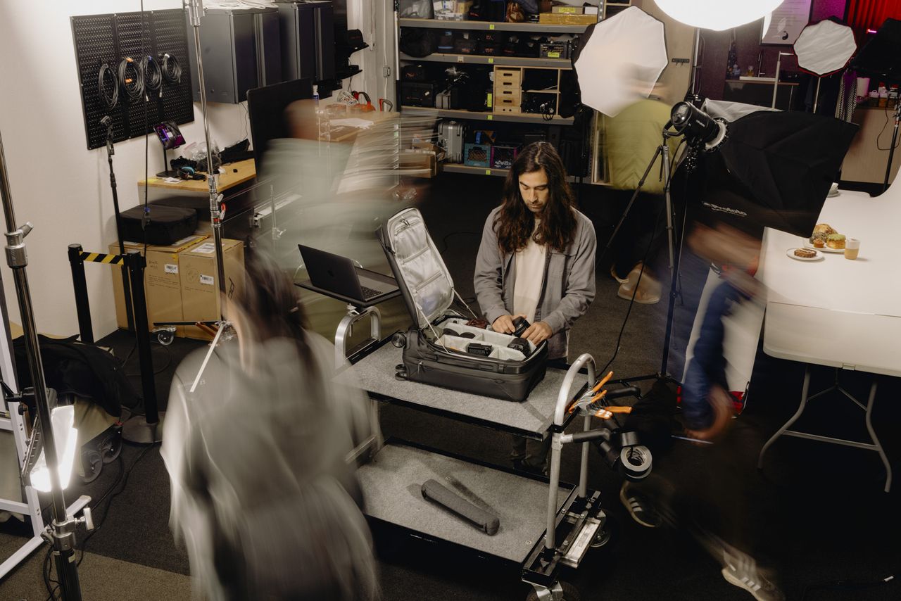 Peak Design Roller Pro roller case in a photography studio
