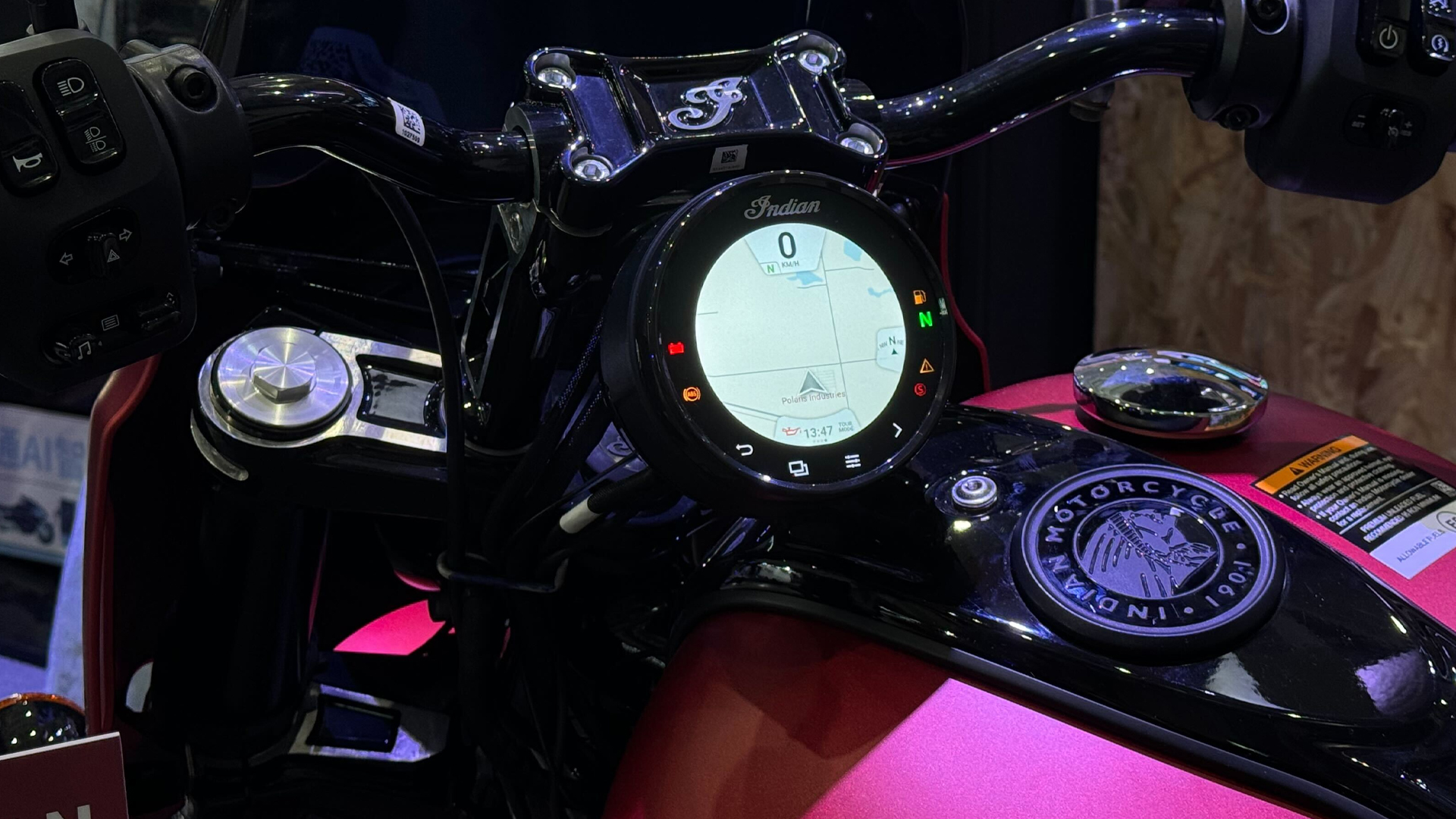 Data Image outdoor display on an Indian motorcycle at Computex 2024.