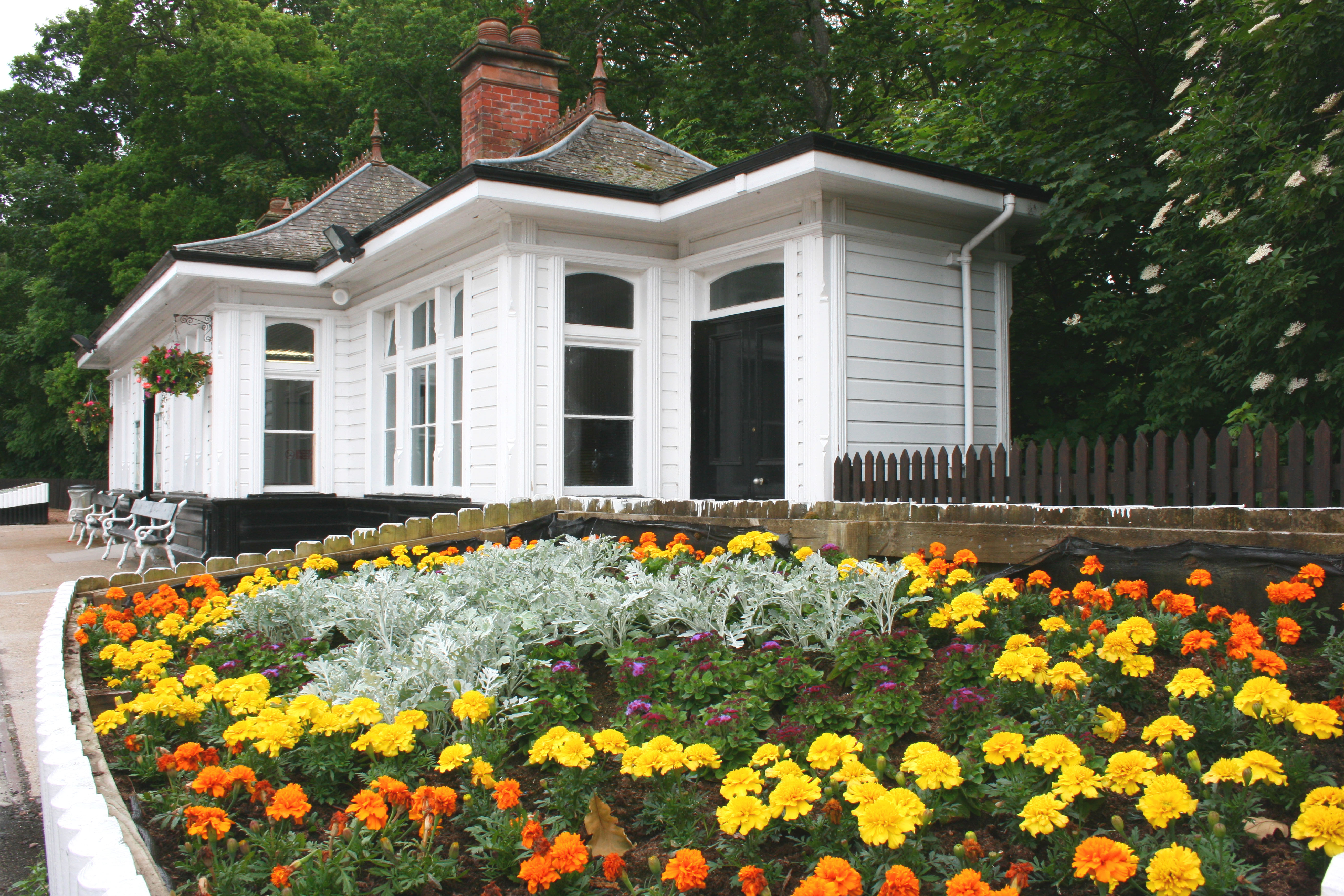 The flowers and garden at Pitlochry Station in Perthshire